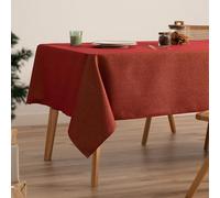 GAMUSI Mantel Navidad Liso Hilo Dorado Mesa Comedor Rectangular Decoración Navideña 140x100 cm Color Rojo