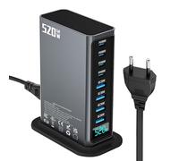GaN III - Cargador rápido de 520 W con 4 puertos USB-C y 4 cargadores USB-A PD PPS de 100 W para MacBook Pro/Air,iPad Pro/Air,Sumsung