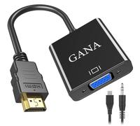 GANA Adaptador HDMI a VGA, Gold-Plated HDMI a VGA Converter 1080P HDTV Compatible con Cable de Salida de Audio de 3,5 mm y Micro USB Power Cable - Negro