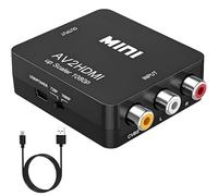 GANA Adaptador RCA a HDMI, Convertidor AV a HDMI, Soporte 1080p con Cable de Carga USB para PC, Xbox, PS4, PS3, TV, STB, VHS, VCR, cámara, DVD AV2HDMI Negro
