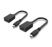 GANA Cable Micro HDMI a HDMI Adaptador [2 Pack], Micro HDMI a HDMI Cable de extensión Gilded Compatible con 4K, 3D, Full HD, Gopro, Tableta, 20cm