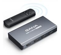 GANA Conmutador HDMI 3 Entradas 1 Salida 4K @ 60 Hz - Switch 4K Con Mando a Distancia de Aluminio - Compatible Con Xbox, PS5/4/3 - Gris