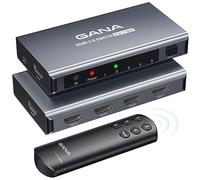 GANA - Conmutador HDMI 5 en 1 Salida 4K a 60Hz, conmutador Divisor HDMI con Control Remoto, Caja de Interruptor HDMI 2.0 de Aluminio para 3D, HDCP2.2, HDR, Compatible con Xbox, PS5/4/3, Fire Stick,