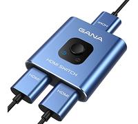 GANA Conmutador HDMI bidireccional 4K @ 60Hz, Aluminio 2 en 1 Salida, Hub HDMI Manual Compatible con Xbox PS5/4/3 Reproductor BLU-Ray Fire Stick Roku, Negro (Carga 1 Pantalla a la Vez)