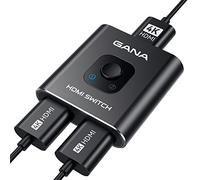 GANA - Conmutador HDMI de 4 K a 60 Hz, conmutador HDMI bidireccional de aluminio 2 en 1, hub HDMI manual compatible con HD compatible con Xbox PS5/4/3, reproductor Blu-Ray, Fire Stick Roku (1 pantalla