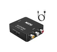 GANA - Convertidor Mini AV RCA CVBS a HDMI Video Audio Adaptador Soporte 720 1080P para cámara, Xbox 360, PS1, PS2, WII, N64, Gamecube, Snes, NES, PSP, Reproductor de DVD, VHS