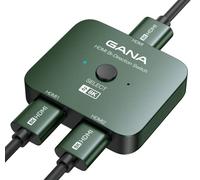 GANA Divisor HDMI 8K, conmutador HDMI 2.1 Ultra HD 48 Gbps, aluminio bidireccional, conmutador HDMI 2 en 1 salida o 1 en 2 salidas, conmutador HDMI, distribuidor HDMI compatible con TV/PS5/Xbox, verde