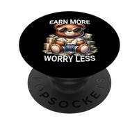 Gana más preocupaciones menos estilo de dinero TeddyBear Hustle PopSockets PopGrip Adhesivo