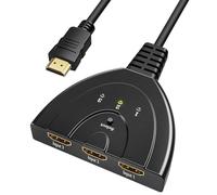 GANA Switch HDMI 3 en 1 - Conmutador compacto 3 entradas 1 salida, compatible con 4K/3D, Plug & Play, ideal para salón Gamer y cine en casa