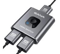 GANA Switch HDMI 4K 60Hz - Conmutador Bidireccional de Aluminio 2 Entradas 1 Salida / 1 Entrada 2 Salidas - Plug & Play, Compatible con PS 5/4, Series X/S, PC (sin Visualización Simultánea)