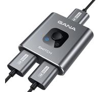 GANA Switch HDMI 4K@60Hz, Splitter HDMI de Doble Dirección, Conmutador HDMI Bidireccional 2 entradas 1 Salida -Una Pantalla a la Vez- Soporta HDR 4K 3D 1080P para PS5 PS4 Xbox BLU Ray PC, Plata