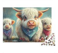 Ganado de Highland 1000 Piece Recycled Cardboard Decoración de la Familia de la Vaca Jigsaw Puzzle Set Educational Challenge Home Fun Great Gift for Family Puzzle Collectors 70x50cm/1000pcs