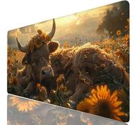 Ganado De Las Tierras Altas Alfombrilla Escritorio XXL 700x400 mm Amarillo Mouse Pad Grande, Protector de Mesa Impermeable, Alfombrilla Ratón XL con Base Antideslizante, Regalo para Familia H0-935