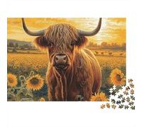 Ganado Puzzle 1000 Piezas Vaca Girasol Cartón Reciclado para Niños 12+ Descanso En Casa para Entretenimiento Oferta Mejor Regalo 38x26cm/1000pcs
