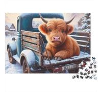 Ganado Puzzle Adultos 1000 Piezas Cama de camión Vaca de Highland Cartón para Parejas Descanso En Casa para Decorar Oferta Mejor Regalo 52x38cm/1000pcs