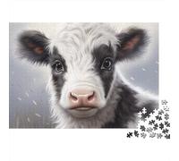 Ganado Rompecabezas 1000 Piezas Caldero Blanco y Negro Cartón Premium para Parejas Regalo Navidad para Relajarse Oferta 38x26cm/1000pcs