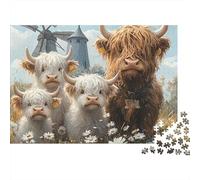 Ganado Rompecabezas 1000 Piezas Vacas Molino de Viento Cartón Premium para Adultos Descanso En Casa para Entretenimiento Oferta Mejor Regalo 38x26cm/1000pcs