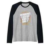 Ganador Casino Vibes Only Bold Casino Poker Lema Camiseta Manga Raglan