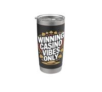 Ganador Casino Vibes Only Bold Casino Poker Lema Vaso térmico de acero inoxidable de doble pared