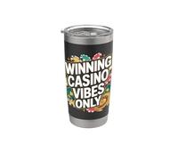 Ganador Casino Vibes Only Poker Ruleta Chips Vaso térmico de acero inoxidable de doble pared