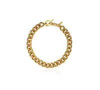 GANALUX Collar chapado en oro de 18 quilates para mujer, diseño elegante, joyería de cadena de eslabones fabricada en Corea, Latón, No es una piedra preciosa