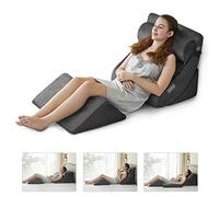 Ganaver Juego de 4 almohadas ortopédicas de cuña para cama posoperatoria, relajantes, ajustables, para la cabeza, almohada triangular de espuma viscoelástica para reflujo ácido, dormir, leer, elevar