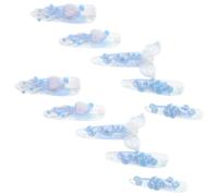 GANAZONO 1 Caja Uñas Postizas Almendradas Azules con Diseño de Medusa 3d, Material Plástico Reutilizable, Aplicación Sencilla para Uso Diario y Bodas en Verano