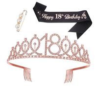 GANAZONO 1 Set Birthday Tiara And Sash Queen Tiara Headband Rhinestone Headdress Girls 18th Birthday Decoration Accessories
