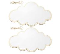 GANAZONO 2 Espejos Acrílicos Irrompibles con Forma de Nube y Marco de Madera Natural Espejos Colgantes de Pared para Decoración Infantil Baño y Dormitorio Diseño Moderno y Ligero