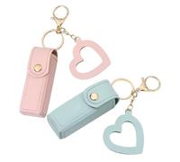 GANAZONO 2 Llaveros Porta Pintalabios Llavero para Bolso Estuche Compacto para Bálsamo Labial Colores Rosa y Verde Jade Accesorios Prácticos para Organización Diaria
