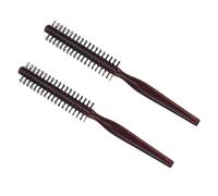 GANAZONO 2 piezas Cepillo para Cabello de Madera Natural Cepillo Redondo para Rizos con Dientes Redondeados para Masaje y Peinado para Ondas Volumen y Alisado Mango Ergonómico