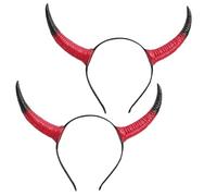 GANAZONO 2 Piezas Diademas de Cuernos de Buey Rojos y Negros Accesorios para Disfraces de Animales Diadema para Adultos Fiestas y Carnavales Decoración Divertida para Halloween y Cosplay