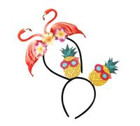 GANAZONO 2 piezas Diademas Hawaianas Piña y Flamenco Accesorios Cosplay para Fiestas Luau Tocados Veraniegos para Playa y Piscina Cintas Decorativas para Pelo Rizado