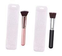 GANAZONO 2piezas Brochas De Maquillaje Para Base De Maquillaje Herramienta Sintética De Aplicación Cabeza Plana Para Acabado Natural y Suave La Piel Incluye Estuche Transparente y Bolsa