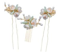 GANAZONO 3 piezas Horquillas para Pelo con Perlas y Flores Chinas de Pasadores Colgantes Elegantes para Bodas Fiestas y Diario