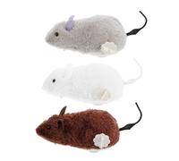 GANAZONO 3 Piezas Juguetes para Gatos Interactivos Ratones de Felpa Realistas con Mecanismo de Cuerda Movimiento Automático Grupal para Gatitos