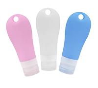 GANAZONO 3Piezas Botellas de Viaje de Silicona Contenedores Rellenables para Lociones y Jabones Azul y Rosa
