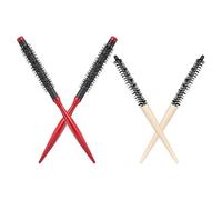 GANAZONO 4 Cepillos Redondos para Rizar Cabello Mango de Madera y Tubo de Aluminio Set para Peinar Cabello Rizado y Grueso Cepillo Rizador para Flequillo Adecuado para Salón y Viajes