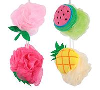 GANAZONO 4piezas Bolas De Baño De Frutas Forma De Caricatura Suaves y Exfoliantes Para Colores Vibrantes Melocotón Piña Sandía Fresa