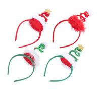 GANAZONO 4piezas Diademas Navideñas con Muelles para Adornos de Cabello Color Rojo Material para Fiestas de Navidad