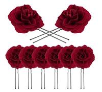 GANAZONO 8 Piezas Horquillas de Boda Vintage Rojas Accesorios Tocado Joyas para Novias Damas de Honor para Tocados de Novia Adorno Pelo Horquillas Pelo Boda