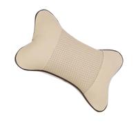GANAZONO Almohada Cervical para Coche Relleno de Algodón y Cuero Sintético, Diseño en Forma de Hueso, Color Beige, Cojín para Reposacabezas, Soporte Ergonómico para Cuello,