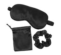 GANAZONO Antifaz para Dormir de Seda Artificial Mejora el Sueño y Calma la Piel Facial Bolsa y Coletero, Juego de 3 Piezas para Viaje y Hogar