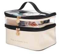 GANAZONO Bolsa Maquillaje Mujer Doble Capa Gran Capacidad Organizador Cosméticos Viaje con Bandas Elásticas Compartimentos y Portátil Elegante para Hogar y Vacaciones