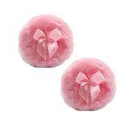 GANAZONO Borla de Polvo Suelta Esponjosa 2 Piezas, Borla Cosmética Rosa Lazo, Algodón Puro, Ultra y Ligera para Polvos Sueltos y Talco de Ñiño, Herramienta de Maquillaje Facial