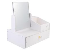 GANAZONO Caja de Tocador Multifuncional con Cajón Extraíble, Tamaño Mediano, Material Pvc sin Olor, Espejo Incorporado, Organizador para Cosméticos y Joyas, Uso Doméstico Escritorio