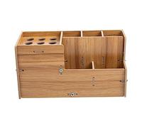 GANAZONO Caja Organizadora de Madera para Peluquería Soporte Antideslizante para Tijeras y Peine Estante de Almacenamiento Práctico para Herramientas de Corte de Cabello