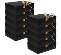 GANAZONO Cajas Negras Plegables para Regalos de Boda y Propuestas 10 Unidades de Cartón 350g con Tapa Caja Pequeña para Embalaje Portátil y Almacenamiento de Objetos Pequeños