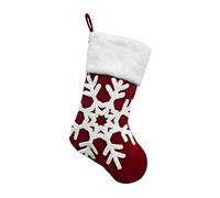 GANAZONO Calcetines Navideños Decorativos Blancos Bordado 3D De Copos De Nieve y Ciervos, Colgantes Resistentes para Dulces, Decoración Navideña para Hogar y Fiesta, Paquete Único