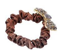 GANAZONO Coletero Elástico Cabello Cristales Brillantes y Lazo Estilo Francés Tamaño Grande Color Café Accesorio Femenino para Uso Diario y Peinados Elegantes